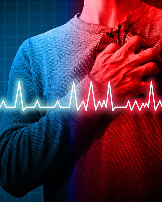 Guy holding chest needing a chest pain treatment in Nyack, NY
