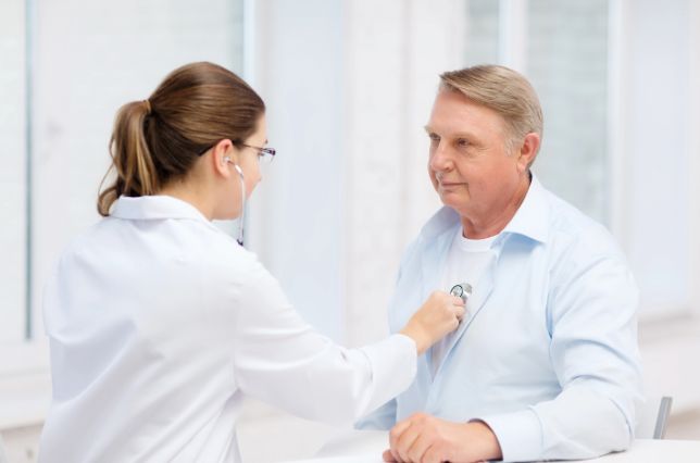 Cardiologist checking patients heartbeat at a facility in Piermont, NY